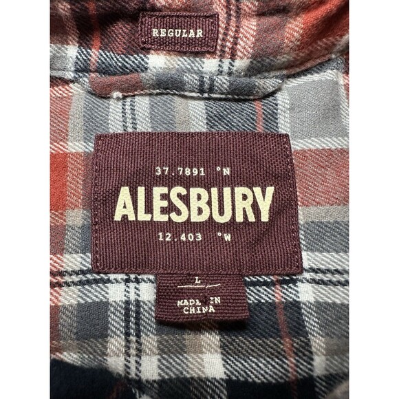 Alesbury 100%‎ Cotton Blue Plaid Button Up Shirt Regular Men's SIZE LARGE NWOT - Picture 5 of 11